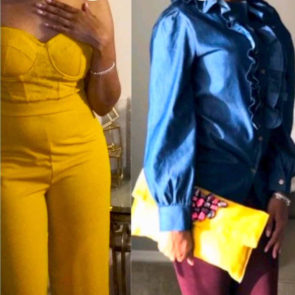 Mustard strapless Jumpsuit